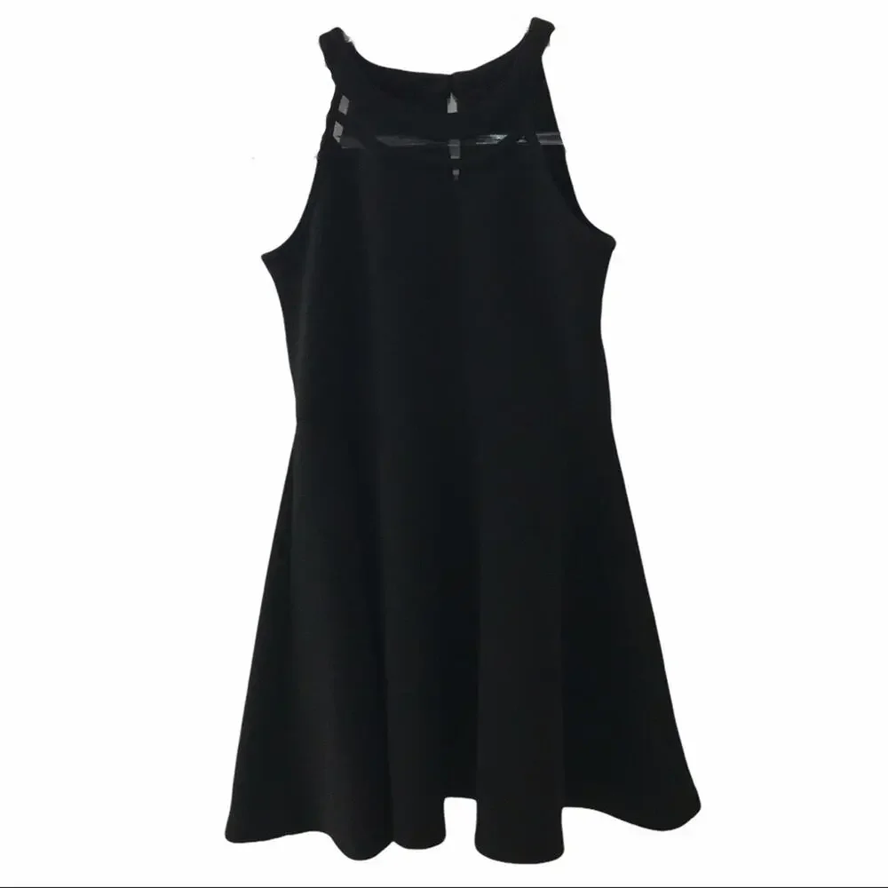 Place Black A-line Sleeveless Dress w/ Sheer Insets at Neckline - XXL Girls 16